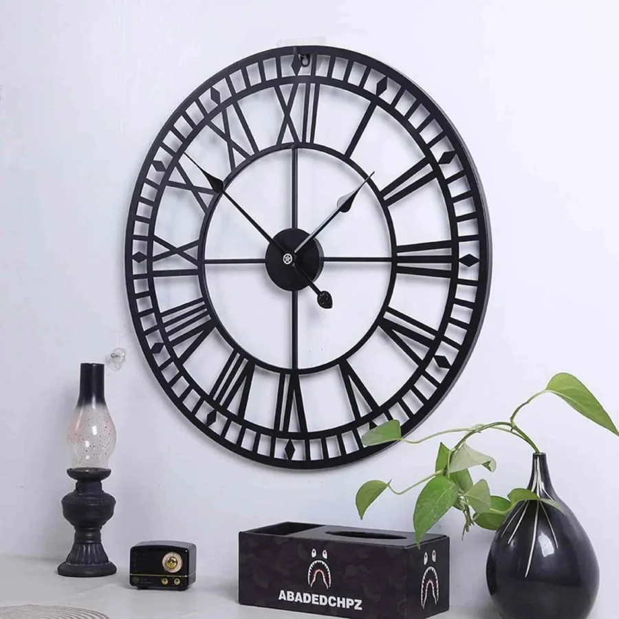 Matte Black Roman Numerals Wall Clock